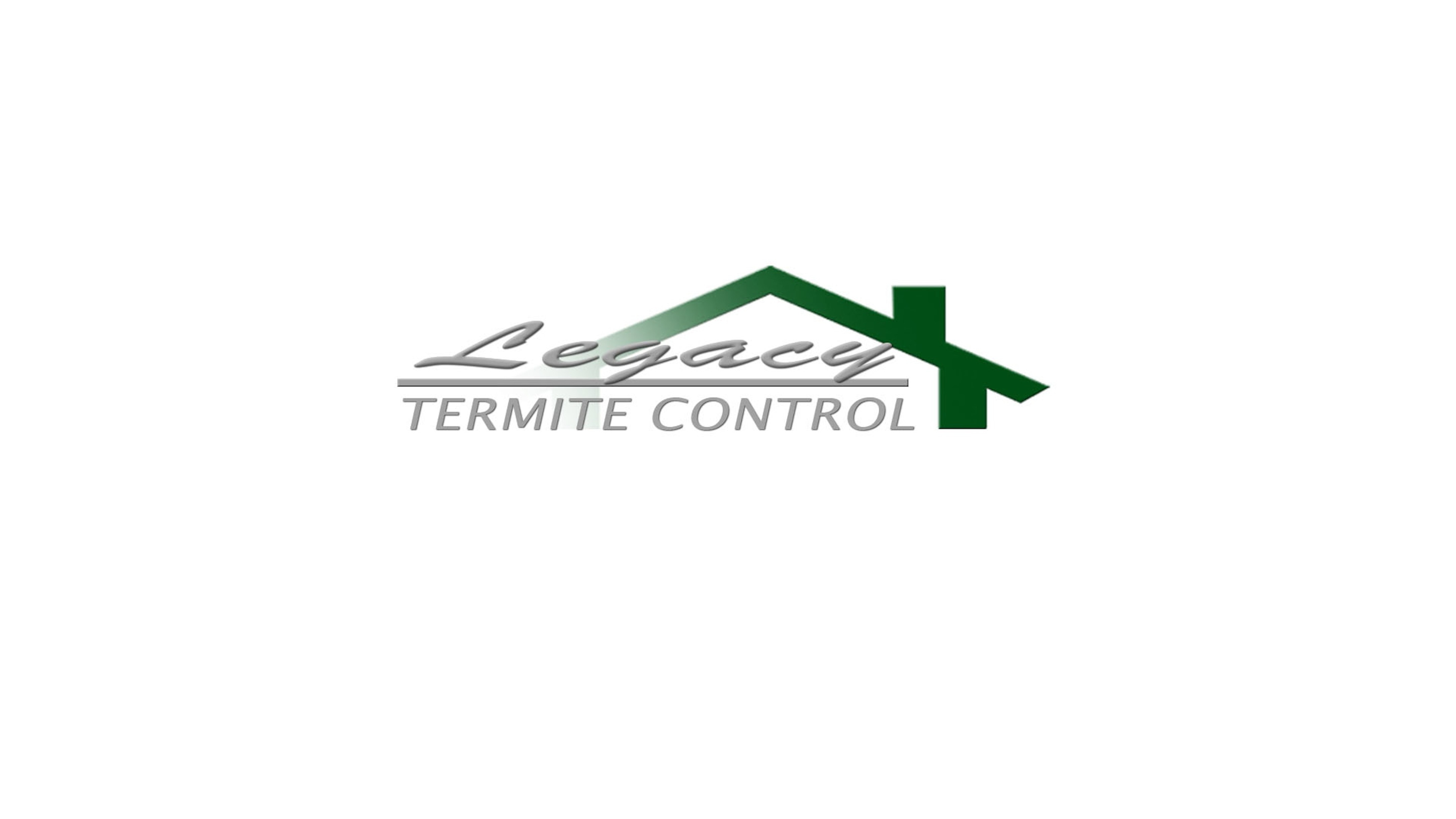 Logo for Legacy Termite Control with a green house roof design.